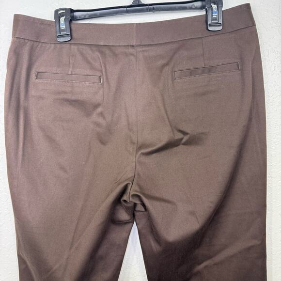 Lafayette 148 New York Manhattan wide leg Brown size 12 Cropped Ankle Pants - Picture 4 of 9